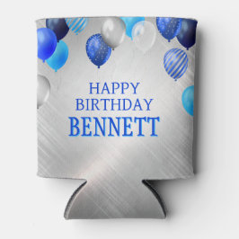 誕生日の青いバルーン 缶クーラー