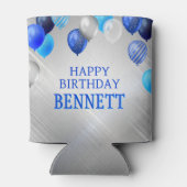 誕生日の青いバルーン 缶クーラー (裏面)