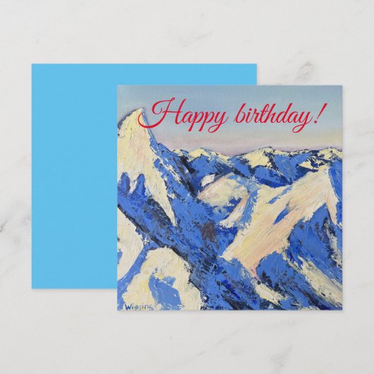 誕生日の青い山のカード (正面/裏面)