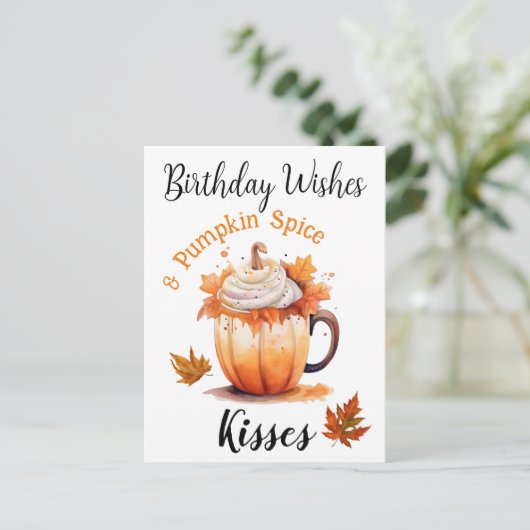 誕生日の願いとパンプキンスパイスのキス ポストカード (スタンド正面)