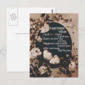 誕生日の願いをこめた鳩 ヴィンテージ ポストカード (正面/裏面)