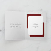 誕生日の願いを猫の写真を追加グレーバーガンディ カード (内部)