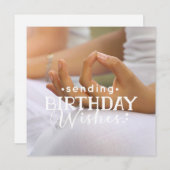 誕生日の願いを送るヨガ瞑想女性 シーズンカード (正面/裏面)