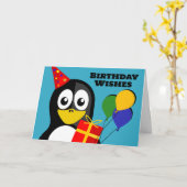 誕生日の願いペンギンパーティー準備 カード (黄色い花)