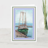 誕生日の願い男らし,魚釣りボート カード (正面)