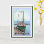 誕生日の願い男らし,魚釣りボート カード (黄色い花)