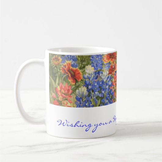 誕生日の願い! テキサス州の野生の花のマグ コーヒーマグカップ (左)