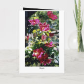 誕生日の願い、妻、クレマテかわいらしィスの開花。 カード (裏面)