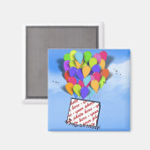 誕生日の風船を空の写真フレームに表示 マグネット (正面/裏面)