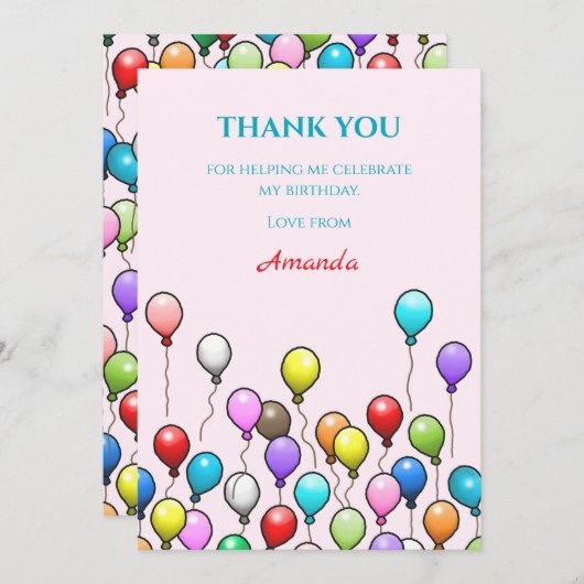 誕生日の風船 サンキューカード (正面/裏面)