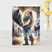 誕生日の馬の馬小屋 カード (黄色い花)