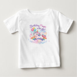 誕生日の魔法のユニコーン トドラーTシャツ ベビーTシャツ