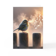 誕生日の鳥が朝の霧の中で歌う