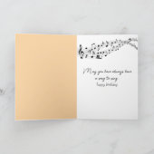 誕生日の鳥が朝の霧の中で歌う カード (内部)