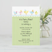 誕生日の鳥の子供の誕生日の招待状 招待状 (スタンド正面)