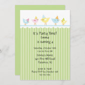 誕生日の鳥の子供の誕生日の招待状 招待状 (正面/裏面)