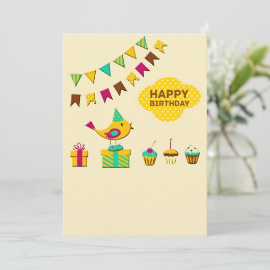 誕生日の鳥カード カード (スタンド正面)