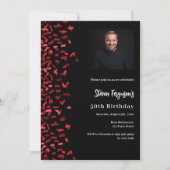 誕生日の黒い赤い写真 招待状 (正面)