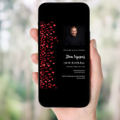 誕生日の黒い赤い写真 招待状