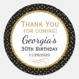 誕生日の黒い金ゴールドはメッセージカード感謝していしています ラウンドシール
