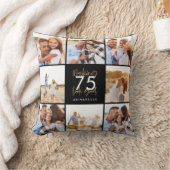 誕生日の黒と金ゴールドの写真のコラージュ クッション (ブランケット)