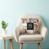 誕生日の黒と金ゴールドの写真のコラージュ クッション (椅子)