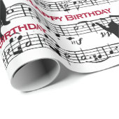 誕生日の黒猫の楽譜 ラッピングペーパー (ロールコーナー)