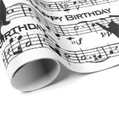 誕生日の黒猫の楽譜 ラッピングペーパー (ロールコーナー)