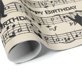誕生日の黒猫の楽譜 ラッピングペーパー (ロールコーナー)