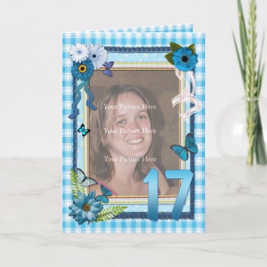 誕生日の17番目の写真カード カード (正面)