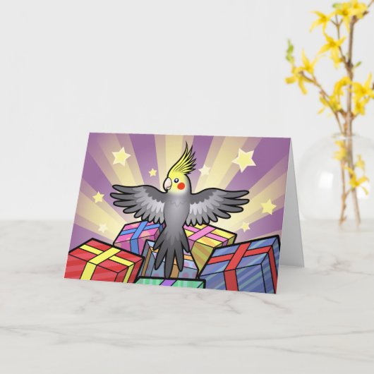 誕生日のCockatiel カード (黄色い花)