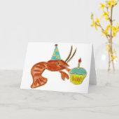 誕生日のCrawfishのカップケーキ カード (黄色い花)