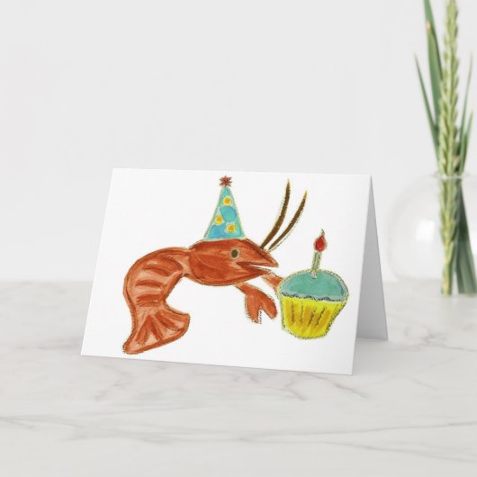 誕生日のCrawfishのカップケーキ カード (正面)