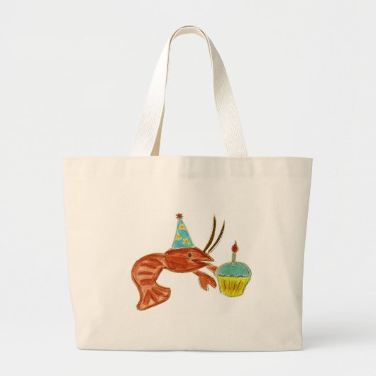 誕生日のCrawfishのカップケーキ ラージトートバッグ (正面)