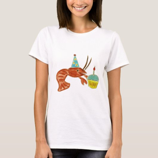 誕生日のCrawfishのカップケーキ Tシャツ (正面)