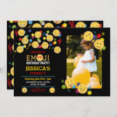 誕生日のEmojiのおもしろいの子供の誕生日の幸せな写真 招待状 (正面/裏面)