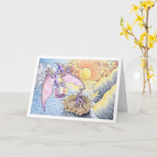 誕生日のPterodactyl カード (黄色い花)