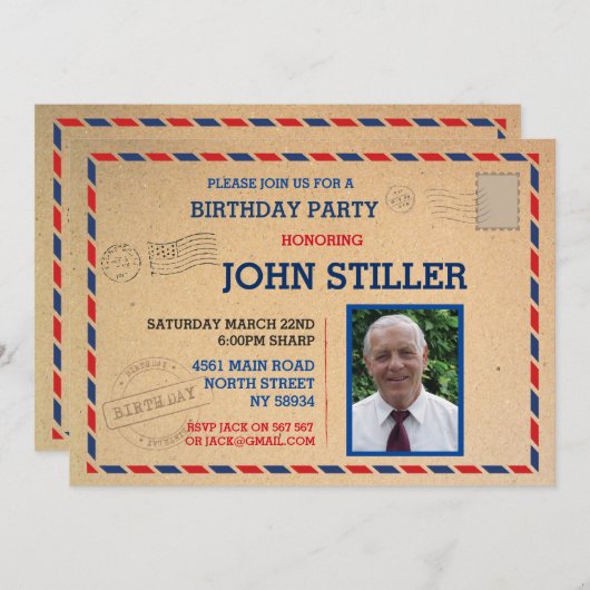 誕生日はがきメール投稿フォトメール投稿 招待状 (正面/裏面)