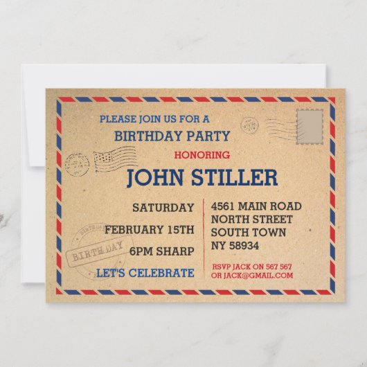 誕生日はがき郵便招待状郵便 招待状 (正面)