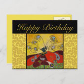 誕生日はがき – 夜明け絵を描に目覚める ポストカード (正面/裏面)