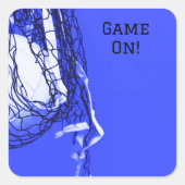 誕生日はっきりしたブルーネット&バレーボール スクエアシール (正面)