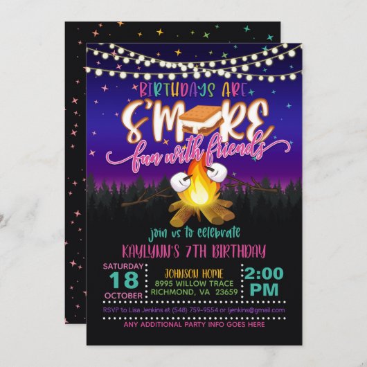 誕生日はより多くのおもしろいを友人と共に招待状G 招待状 (正面/裏面)