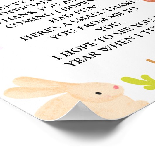 誕生日はイースターバニーパーティー標識を支持 ポスター (角)