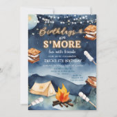 誕生日はスモアーズ ファン ナイト キャンプファイヤー テント パーティー 招待状 (正面)