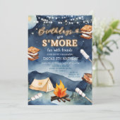 誕生日はスモアーズ ファン ナイト キャンプファイヤー テント パーティー 招待状 (スタンド正面)