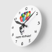 誕生日はパンダくまを風船のようにふくらませます ラウンド壁時計 (傾斜)