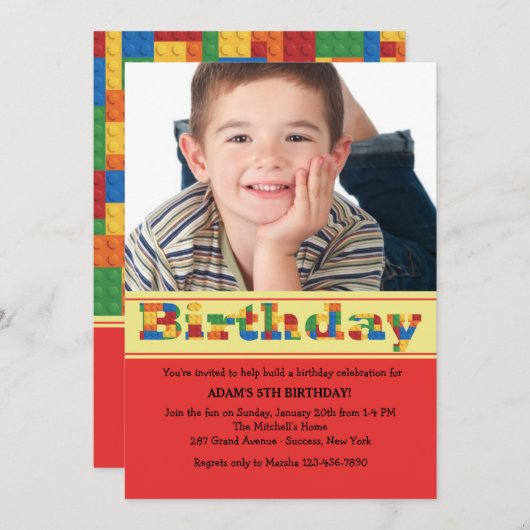 誕生日は写真の招待状を妨げます 招待状 (正面/裏面)