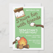 誕生日は友達と一緒にお菓子のマシュマロで楽しく 招待状 (正面)