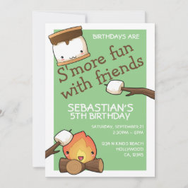 誕生日は友達と一緒にお菓子のマシュマロで楽しく 招待状
