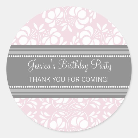 誕生日は名前をカスタムするのメッセージカードのピンク感謝していしています ラウンドシール (正面)